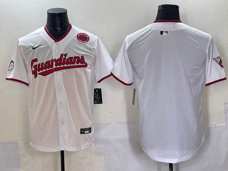 Men 2025 Cleveland Indians Blank White Game Nike MLB Jersey style 2